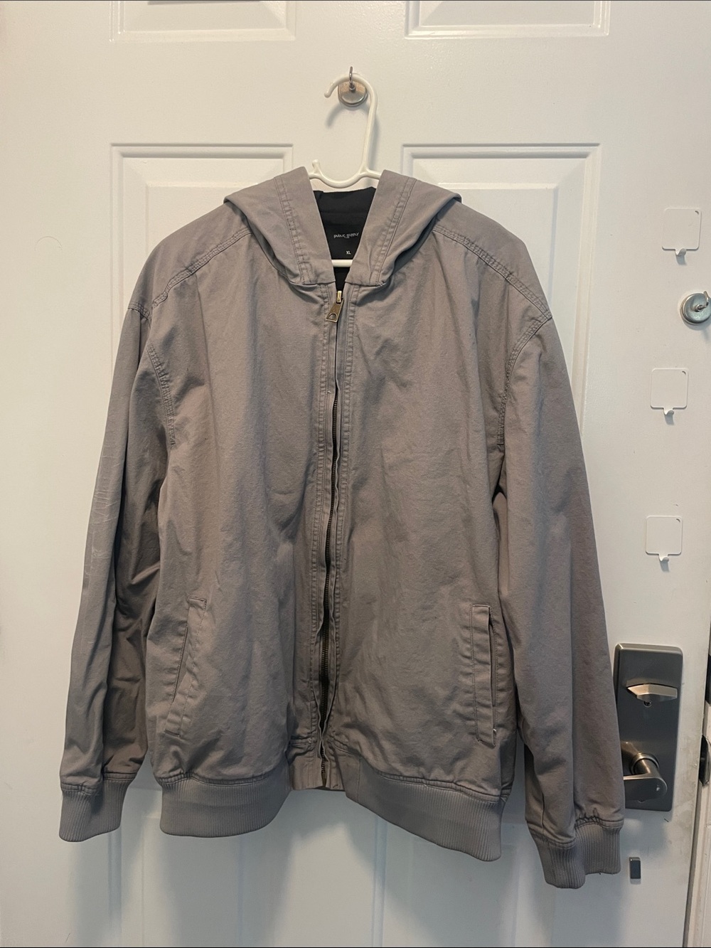 Men's Hooded Zip Jacket in Light Gray